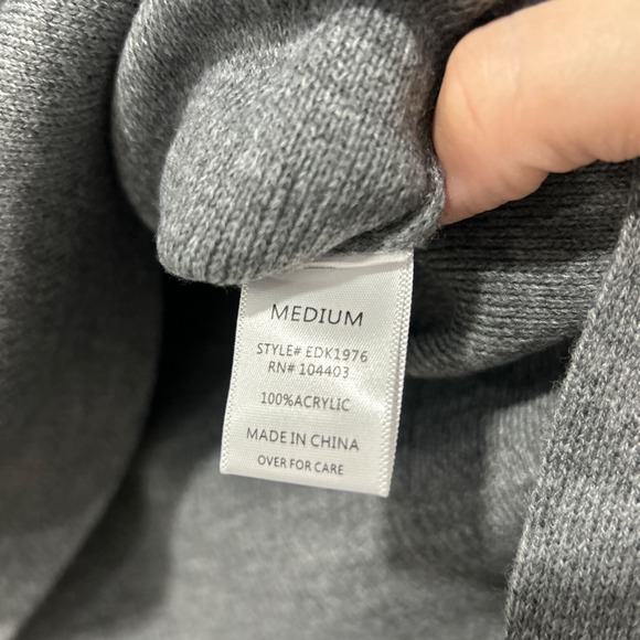 Evidnt NWT Mock Turtleneck Knit Sweater Top Medium Heather Gray Cut Sleeve - Picture 5 of 8